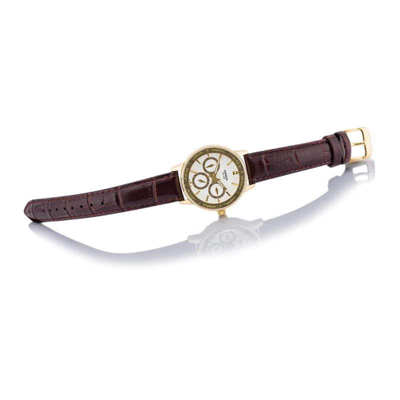 WW1185 Casio Enticer Multifunction Ladies Leather Belt Watch