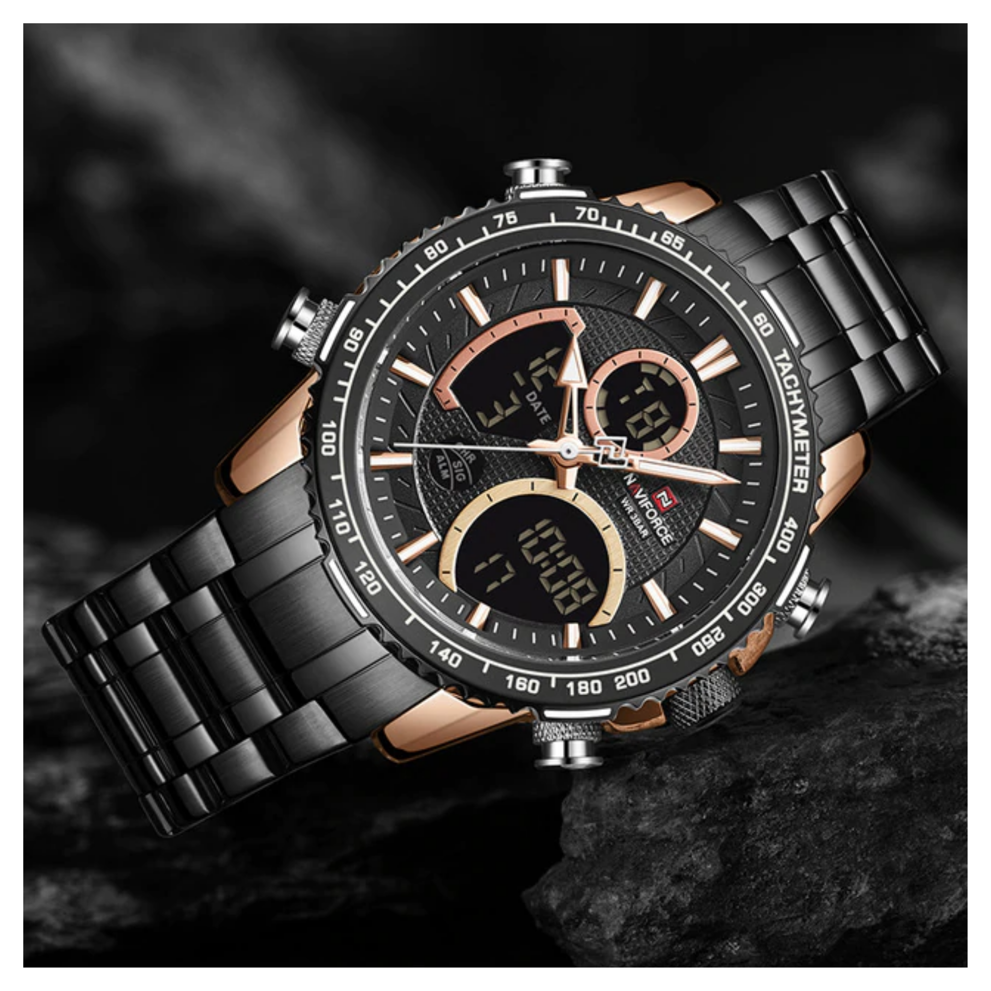 WW1210 Naviforce Multifunction Dual Time Chain Watch NF9182M