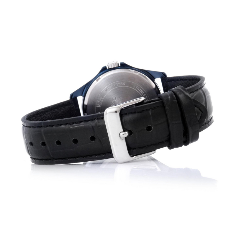 WW0071 Casio Enticer Day Date Blue Leather Belt Watch MTP-1384BUL-1AVDF