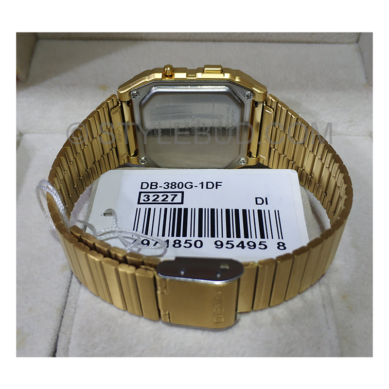 WW0540 Casio Vintage Data Bank Golden Chain Watch DB-380G-1DF
