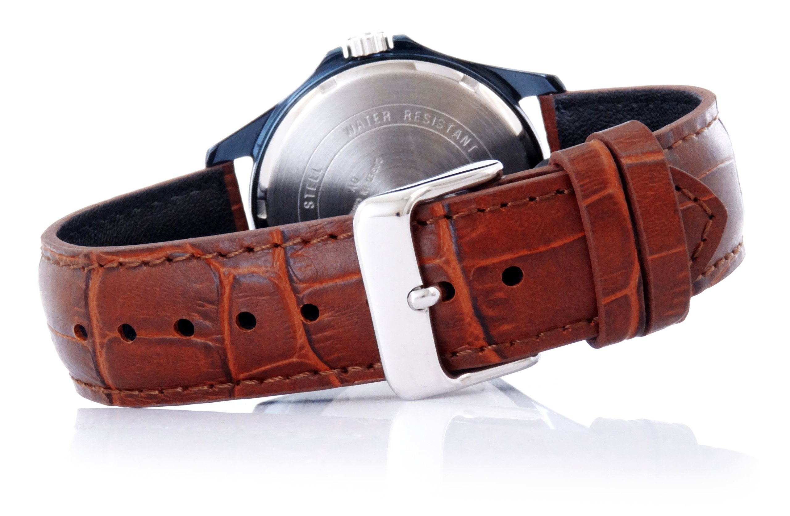 WW0072 Casio Enticer Day Date Blue Leather Belt Watch MTP-1384BUL-5AVDF