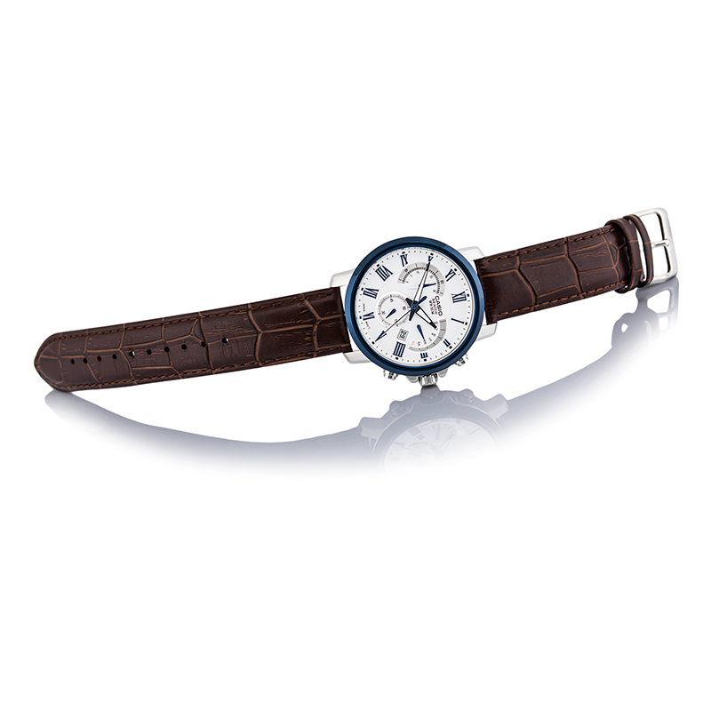 WW1064 Casio Beside Chronograph Date Leather Belt Watch BEM-520BUL-7A3VDF