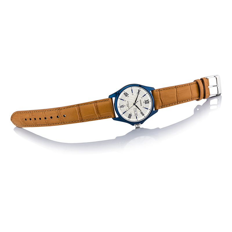 WW0063 Casio Enticer Day Date Blue Leather Belt Watch MTP-1384BUL-9AVDF