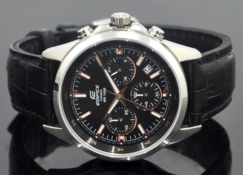 WW0050 Casio Edifice Chronograph Stainless Steel Leather Belt Watch EFR-527L-1AVDF