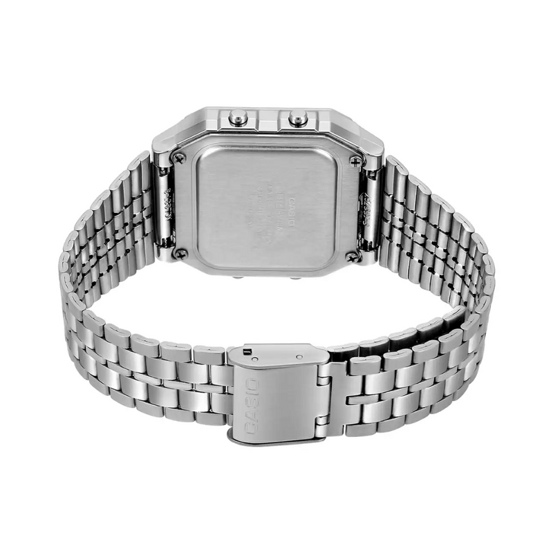 WW1899 Casio Vintage World Time Digital Silver Chain Watch A500WA-7DF