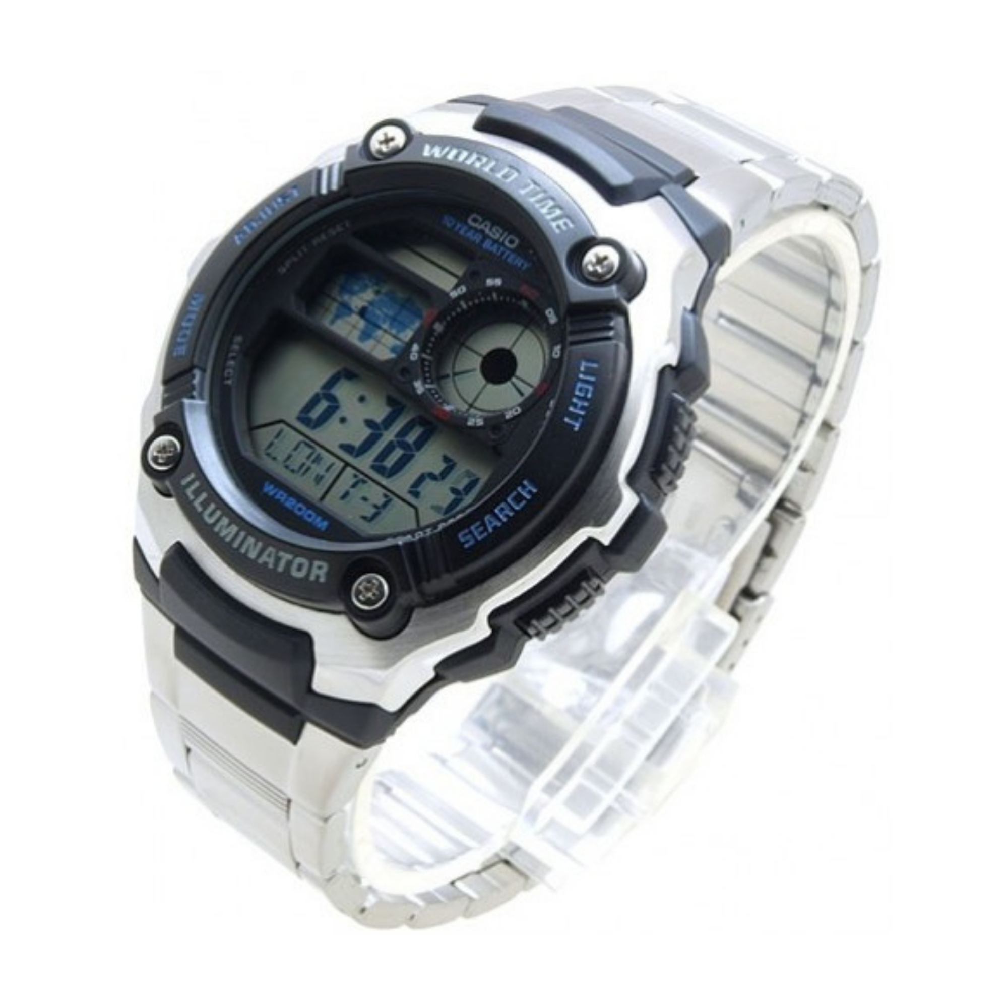 WW1260 Casio Youth World Time Digital Chain Watch AE-2100WD-1AVDF