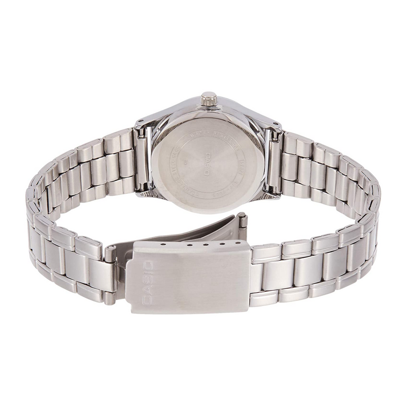 WW1344 Casio Enticer Day Date Silver Ladies Chain Watch LTP-V006D-2BUDF