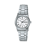 WW1347 Casio Standard Day Date Silver Ladies Chain Watch LTP-V006D-7BUDF