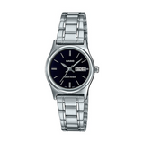 WW1345 Casio Standard Day Date Silver Ladies Chain Watch LTP-V006D-1B2UDF