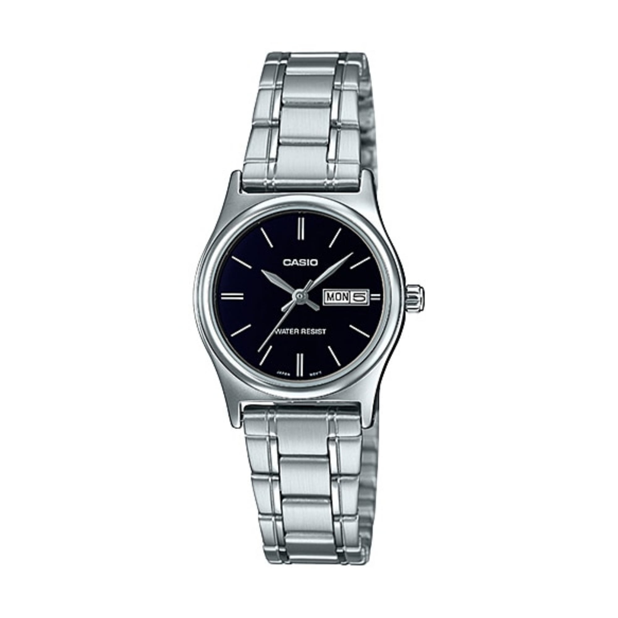 WW1345 Casio Standard Day Date Silver Ladies Chain Watch LTP-V006D-1B2UDF