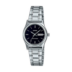 WW1345 Casio Enticer Day Date Silver Ladies Chain Watch LTP-V006D-1B2UDF