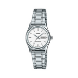 WW1348 Casio Standard Day Date Silver Ladies Chain Watch LTP-V006D-7B2UDF