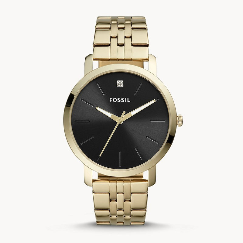 Fossil Lux Luther Three Hand Stainless Steel Golden Chain Watch