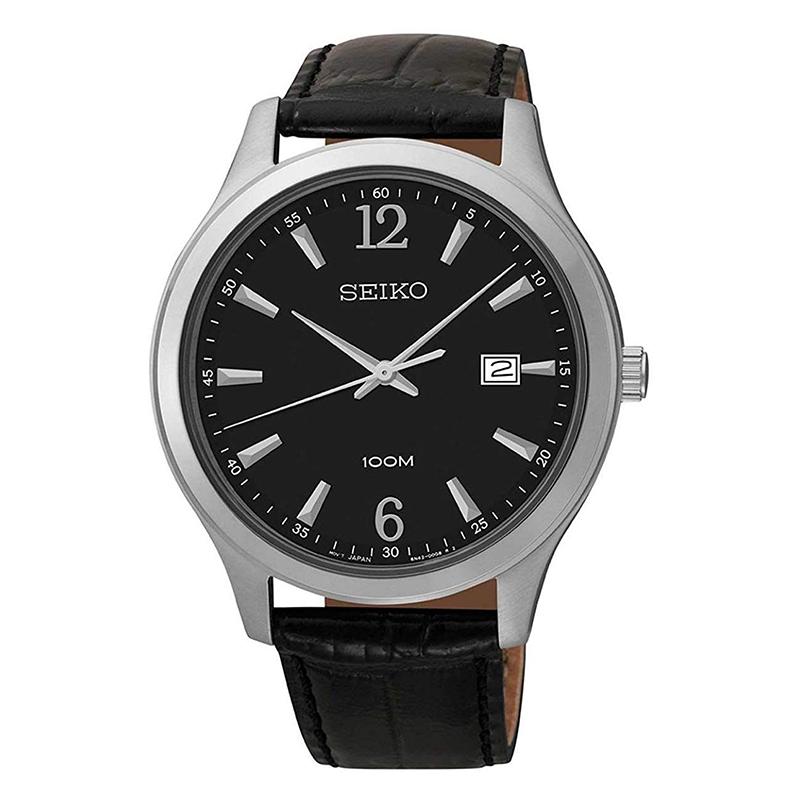 Seiko sales black leather