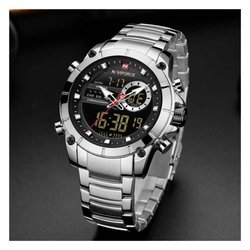 Naviforce Silver Dual Time Chain Watch NF9163M in Bangladesh