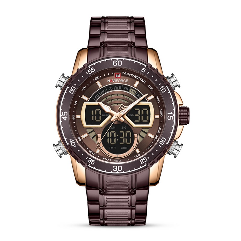 WW1371 Naviforce Multifunction Dual Time Chain Watch NF9189M