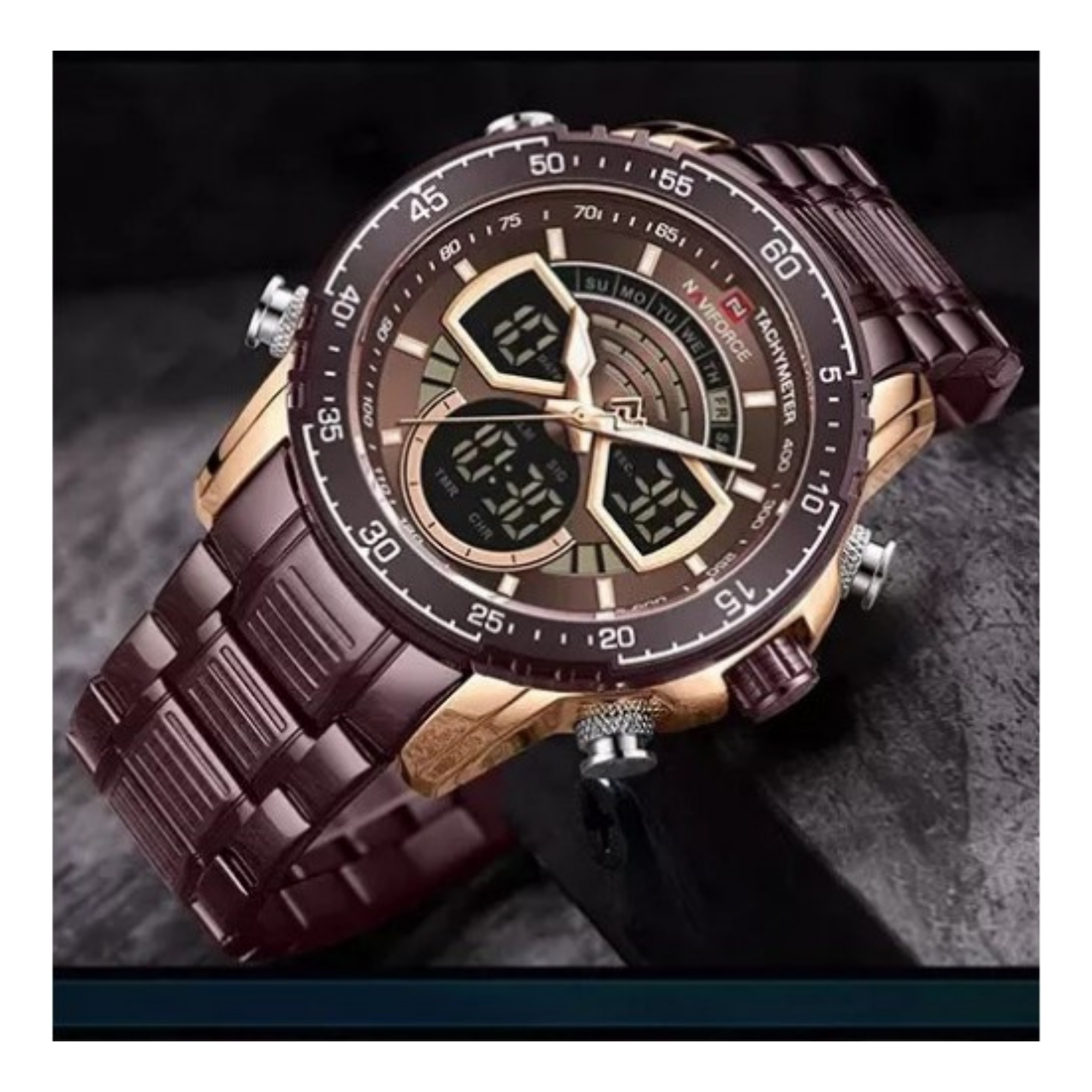 WW1371 Naviforce Multifunction Dual Time Chain Watch NF9189M