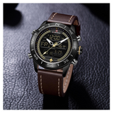 WW1376 Naviforce Multifunction Dual Time Leather Belt Watch NF9144M
