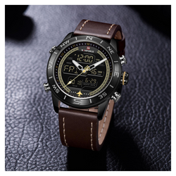 WW1376 Naviforce Multifunction Dual Time Leather Belt Watch NF9144M