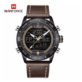 WW1376 Naviforce Multifunction Dual Time Leather Belt Watch NF9144M