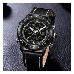 WW1377 Naviforce Multifunction Dual Time Leather Belt Watch NF9144M