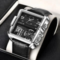 WW1729 Lige Triple Time Square Stainless Steel Belt Watch 8925