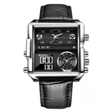 WW1729 Lige Triple Time Square Stainless Steel Belt Watch 8925