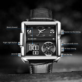WW1729 Lige Triple Time Square Stainless Steel Belt Watch 8925