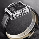 WW1729 Lige Triple Time Square Stainless Steel Belt Watch 8925